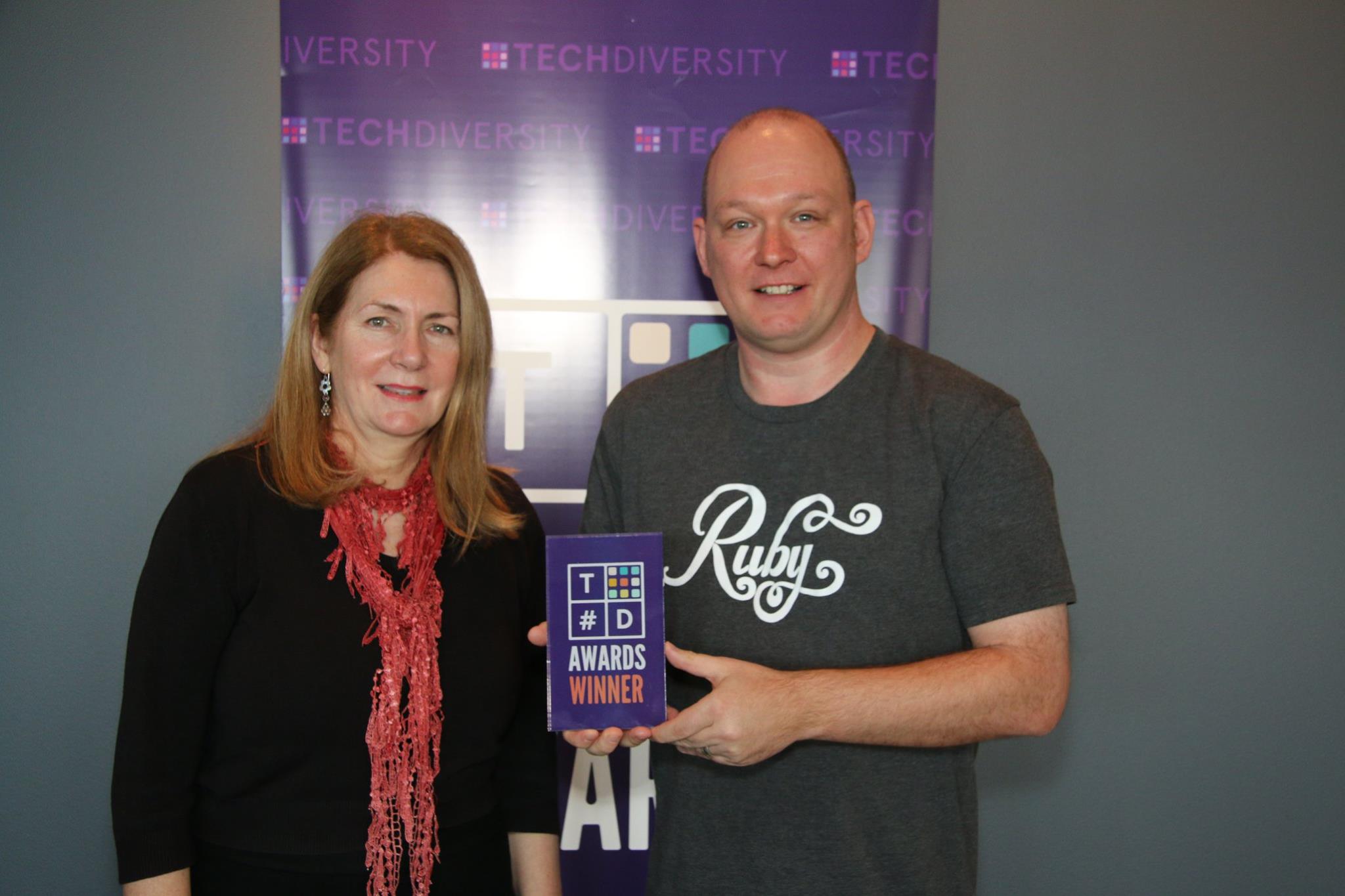 Robert Postill takes home #TechDiversity award for commitment to women in coding